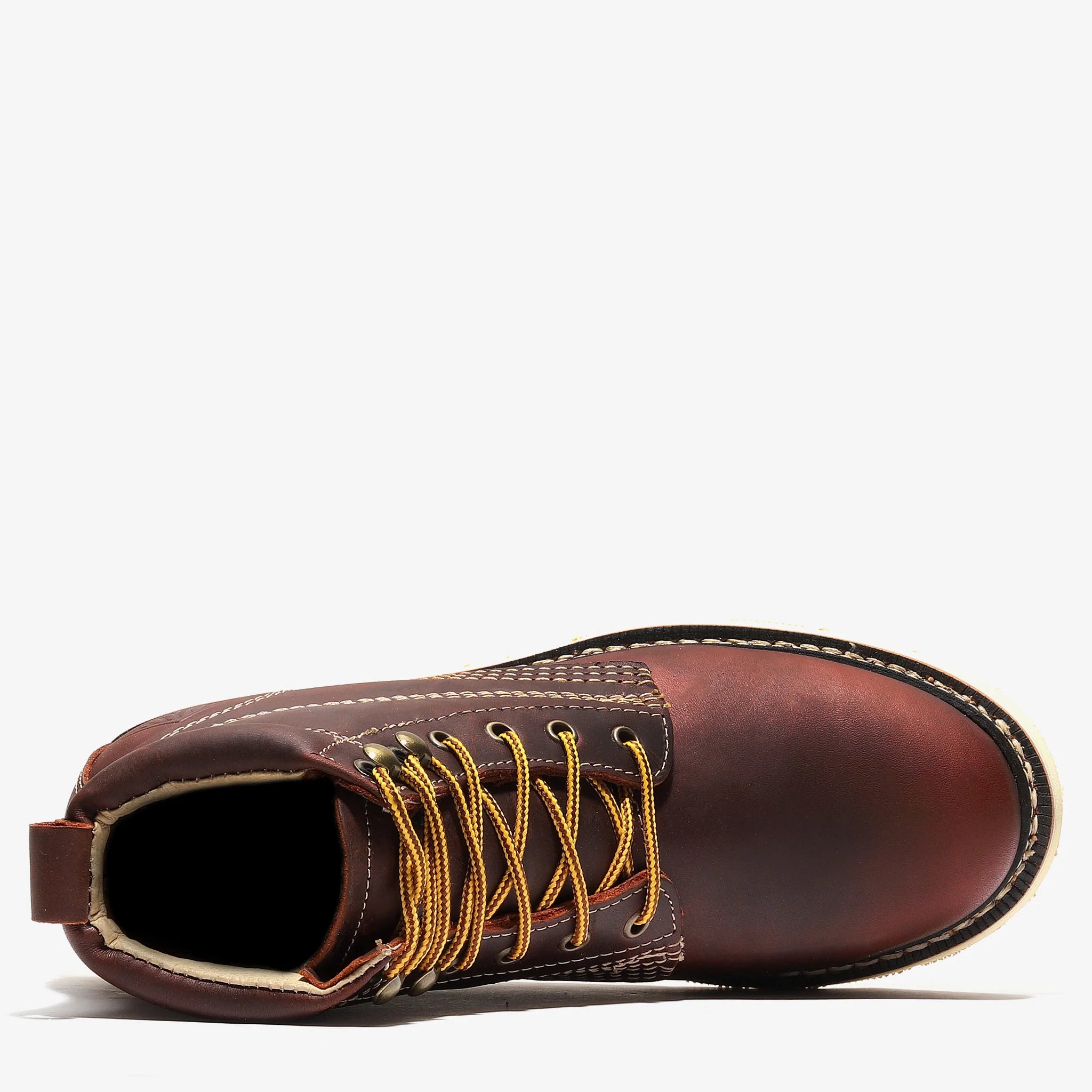 Bonanza Men´s Frontier Classic 6" Plain Toe Work Boots - Burgundy - Top View