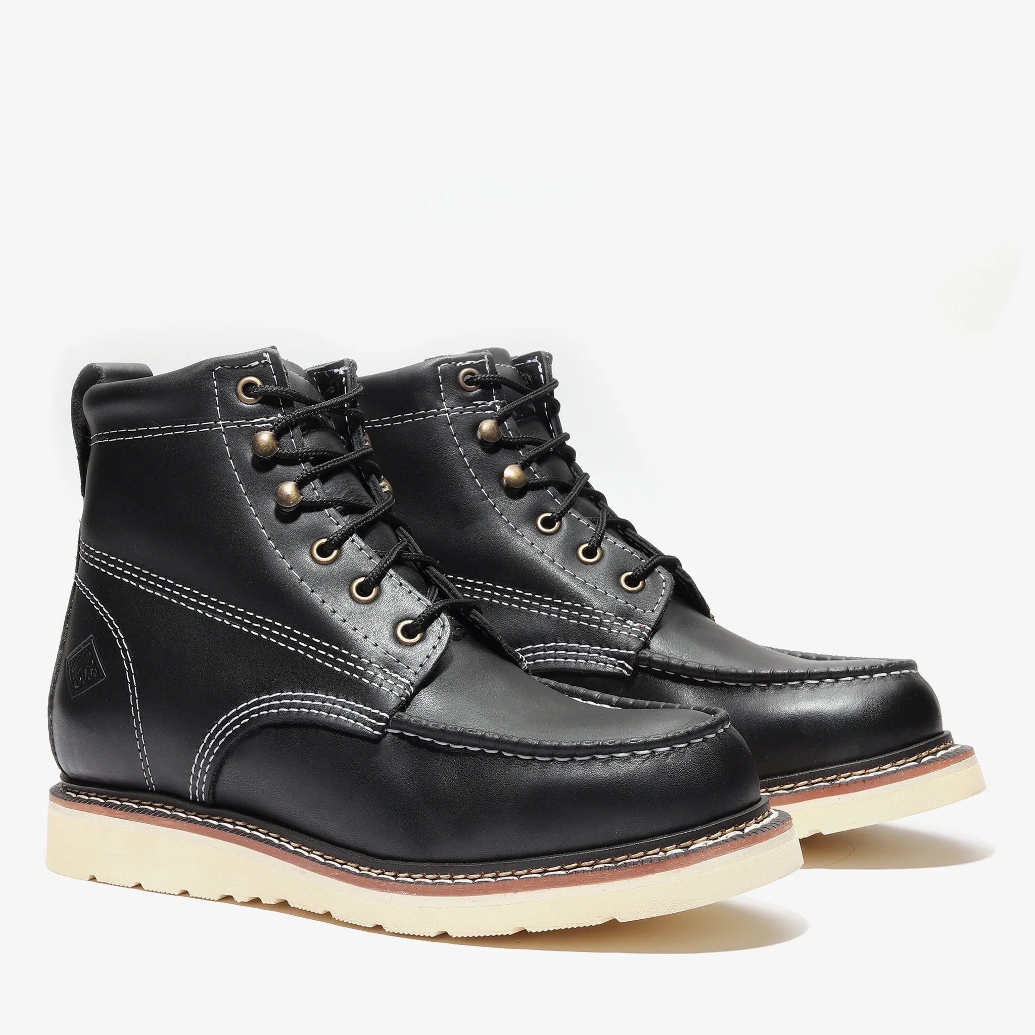 Bonanza Men´s Frontier Classic 6" Moc Toe Work Boots - Black - Pair Side View