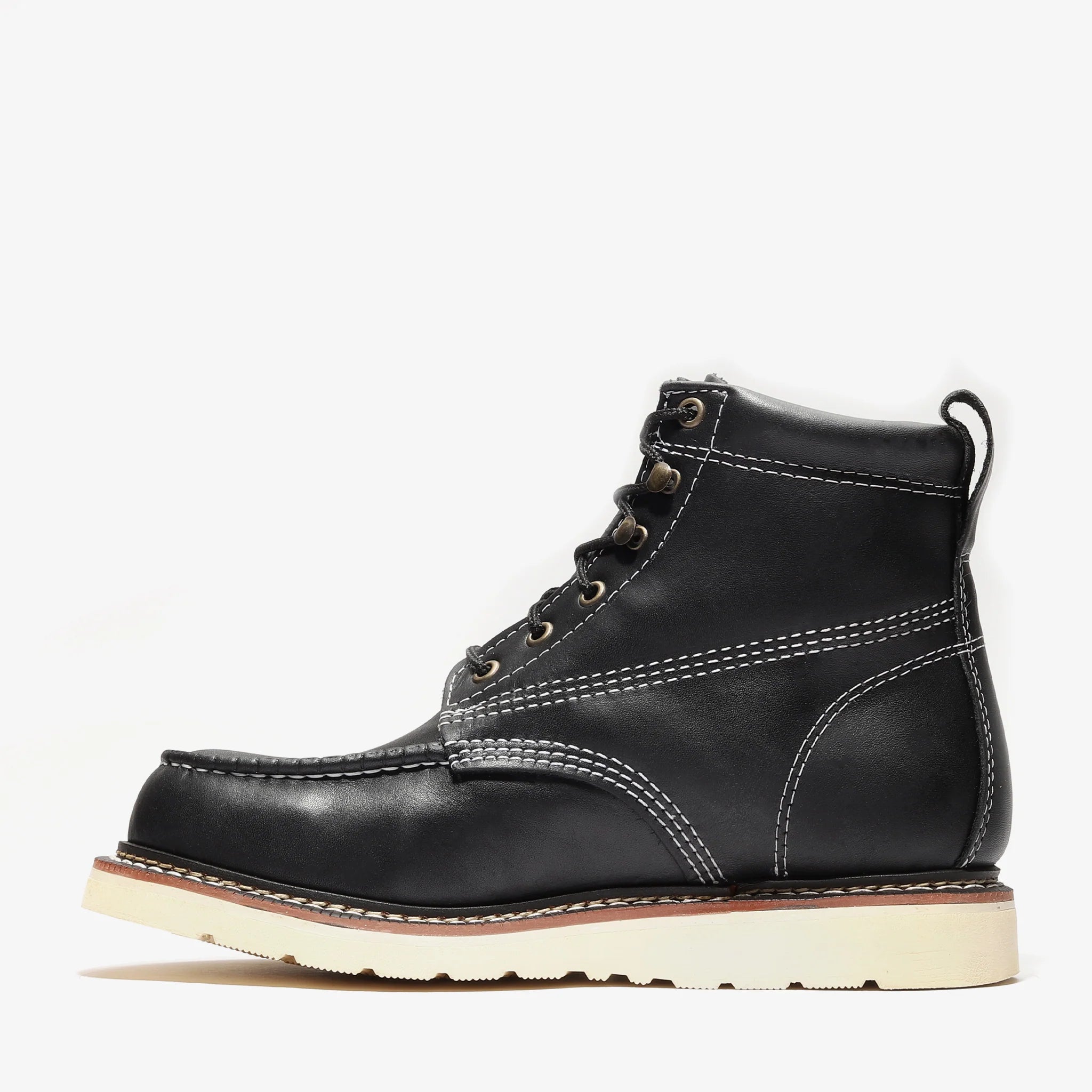 Bonanza Men´s Frontier Classic 6" Moc Toe Work Boots - Black - Left Side View