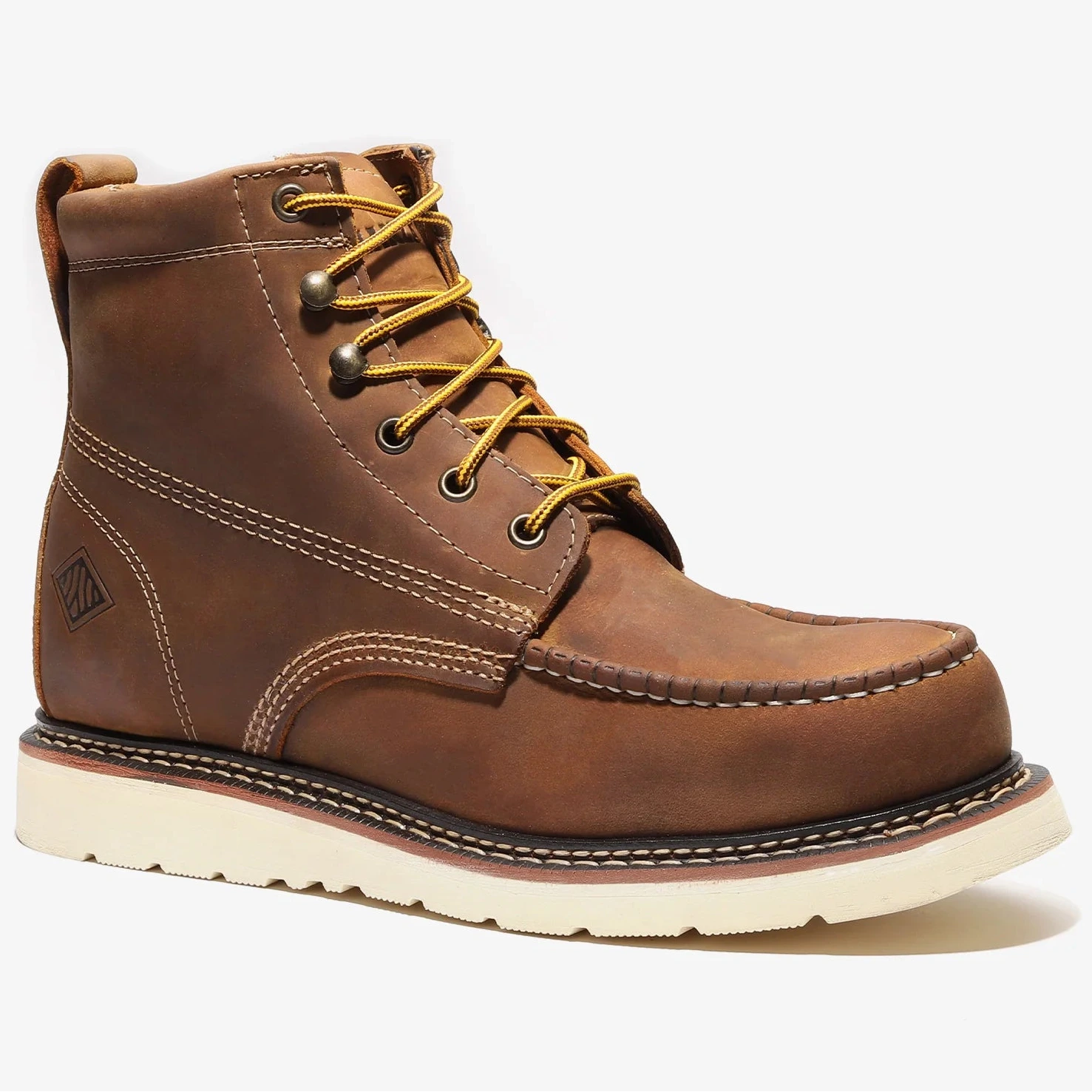 Bonanza Men´s Frontier Classic 6" Steel Moc Toe Work Boots - Crazy Brown - Side View