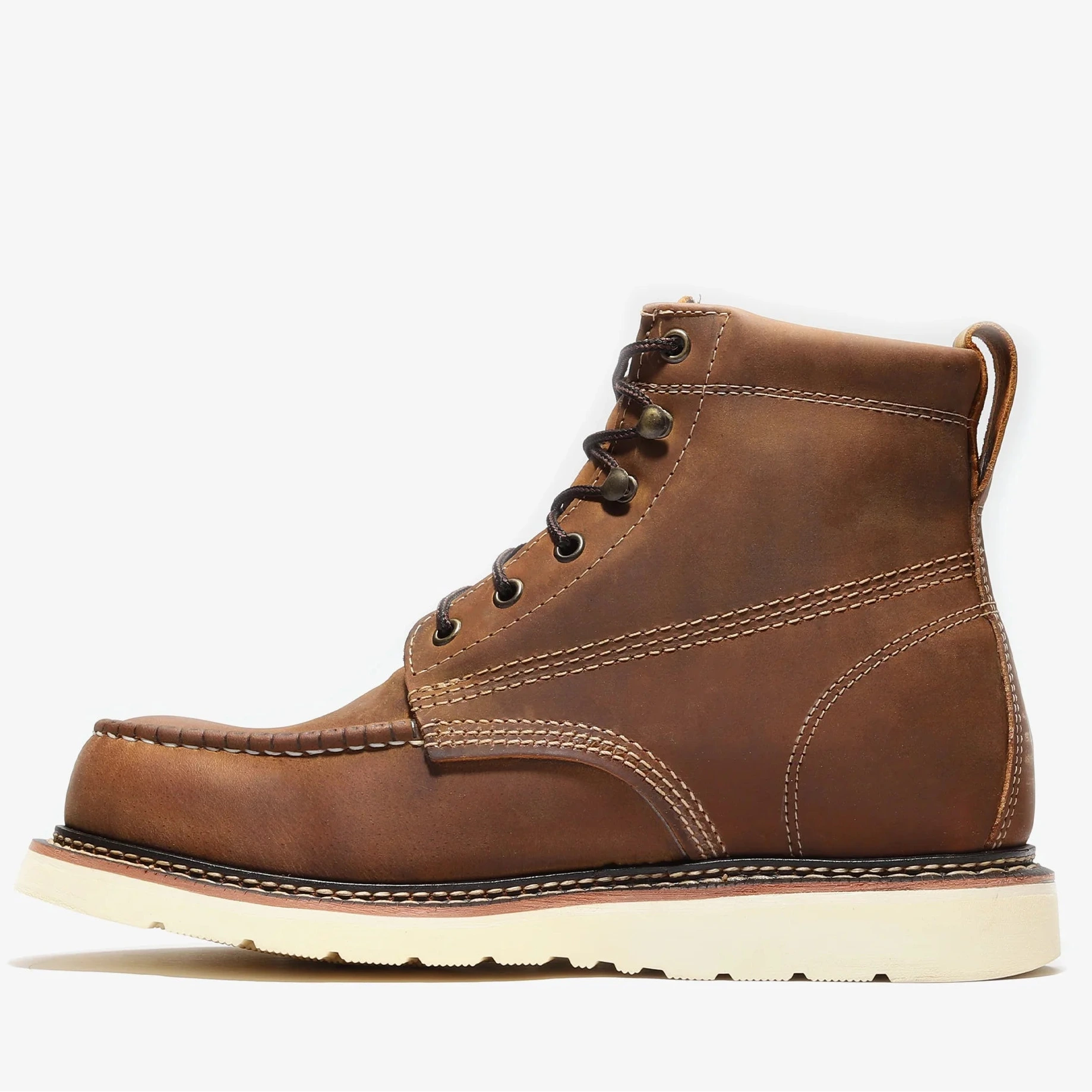 Bonanza Men´s Frontier Classic 6" Steel Moc Toe Work Boots - Crazy Brown - Left Side View