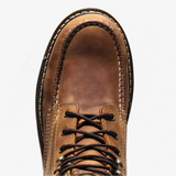 Bonanza 6-inch steel toe work boots with moc toe design and durable leather upper toe view
