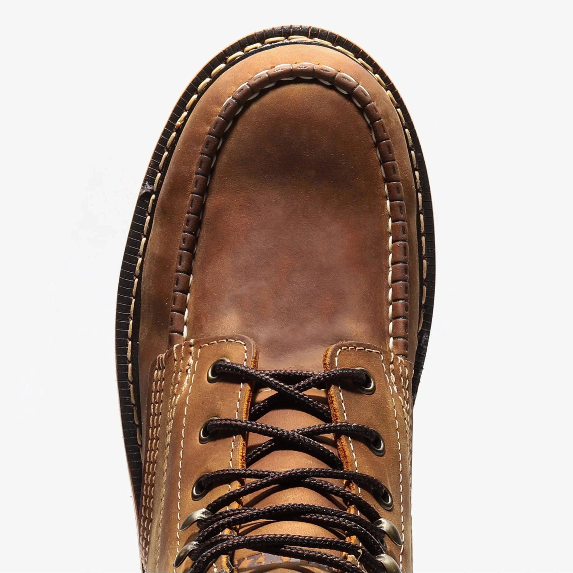 Bonanza Men´s Frontier Classic 6" Steel Moc Toe Work Boots - Crazy Brown - Toe View