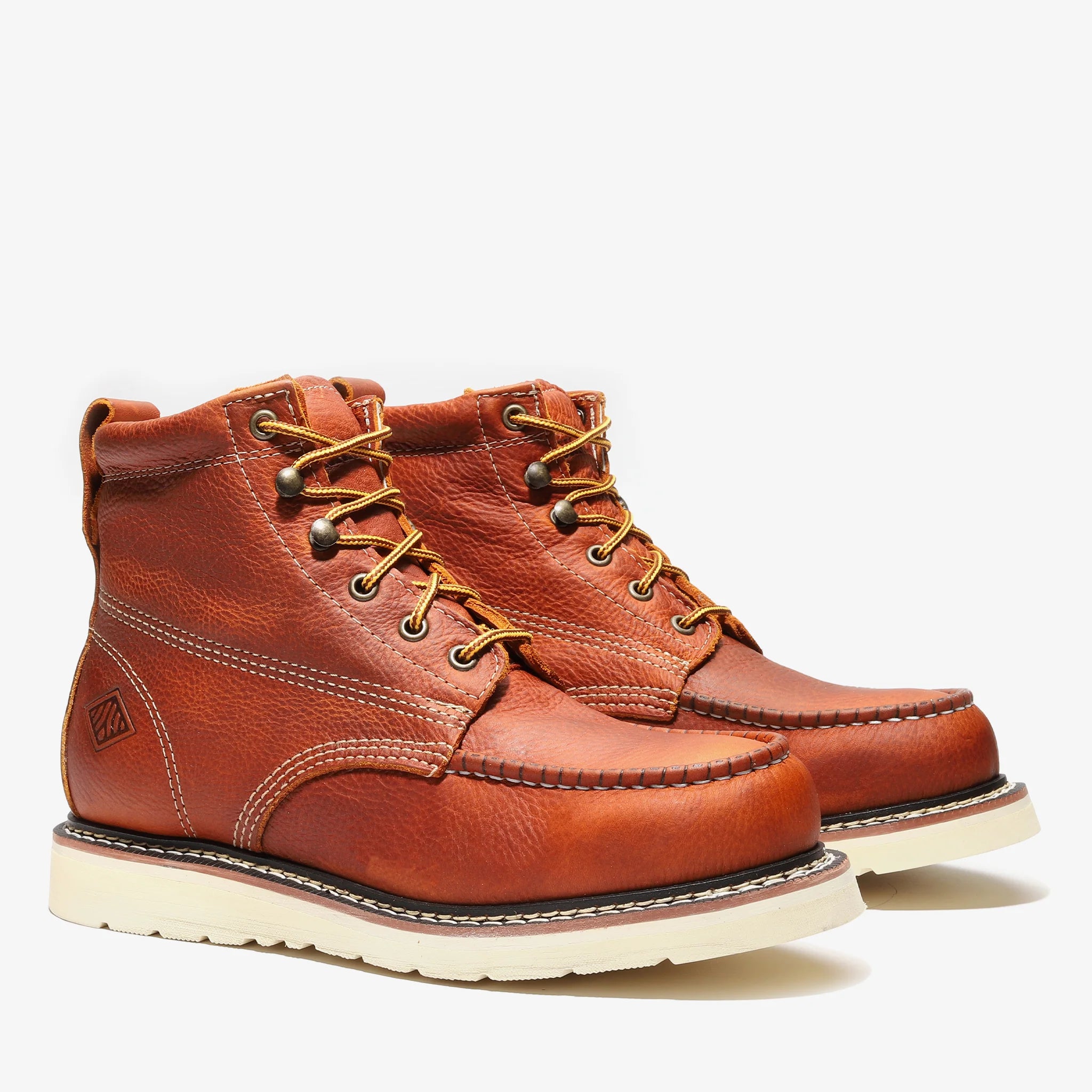 Bonanza Men´s Frontier Classic 6" Moc Toe Work Boots - Golden Brown - Pair Side View