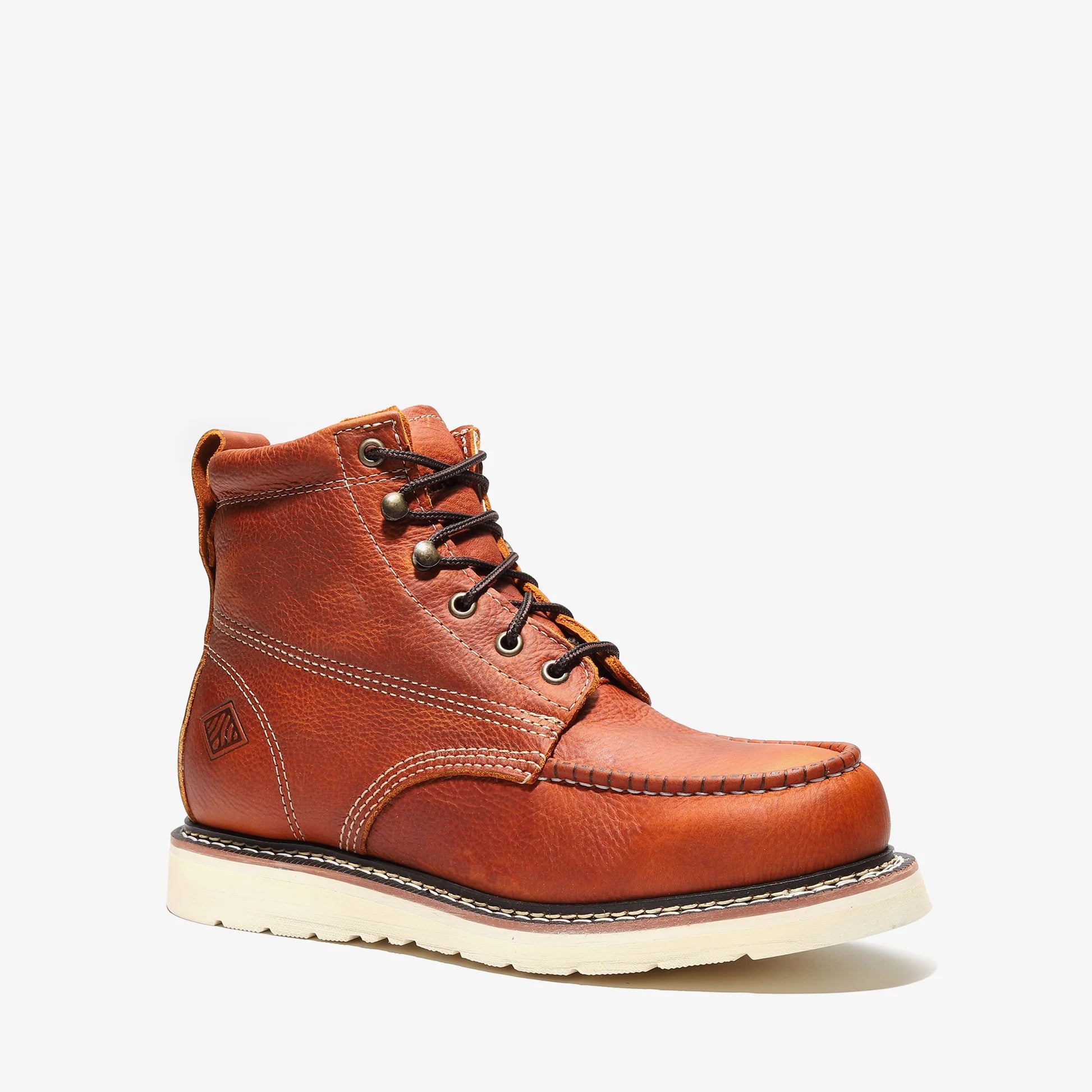 Bonanza Men´s Frontier Classic 6" Steel Moc Toe Work Boots - Golden Brown - Side View