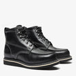Jet Black Bonanza 6-inch moc toe work boots with durable leather and classic stitching

