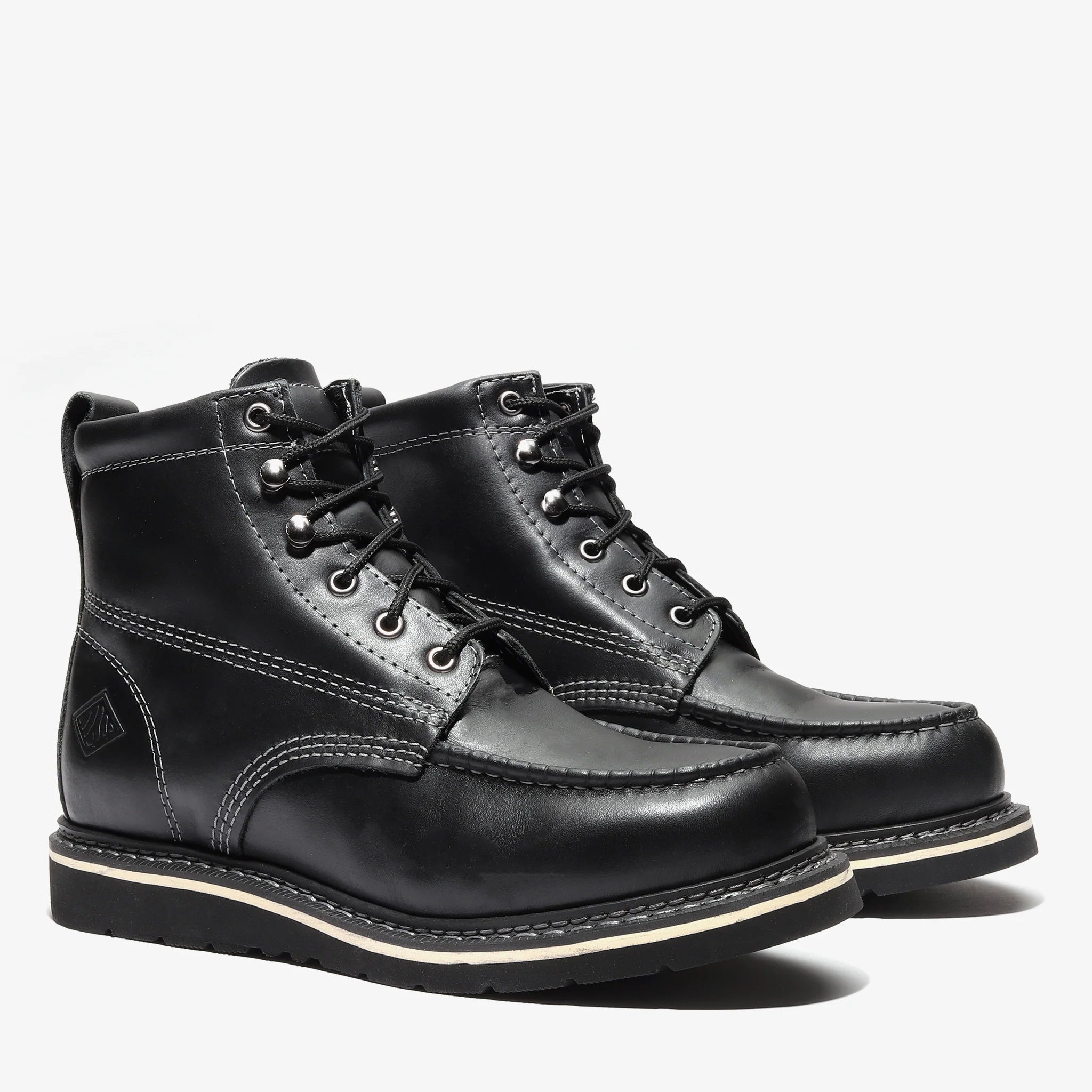 Bonanza Men´s Frontier Classic 6" Moc Toe Work Boots - Jet Black - Pair Side View