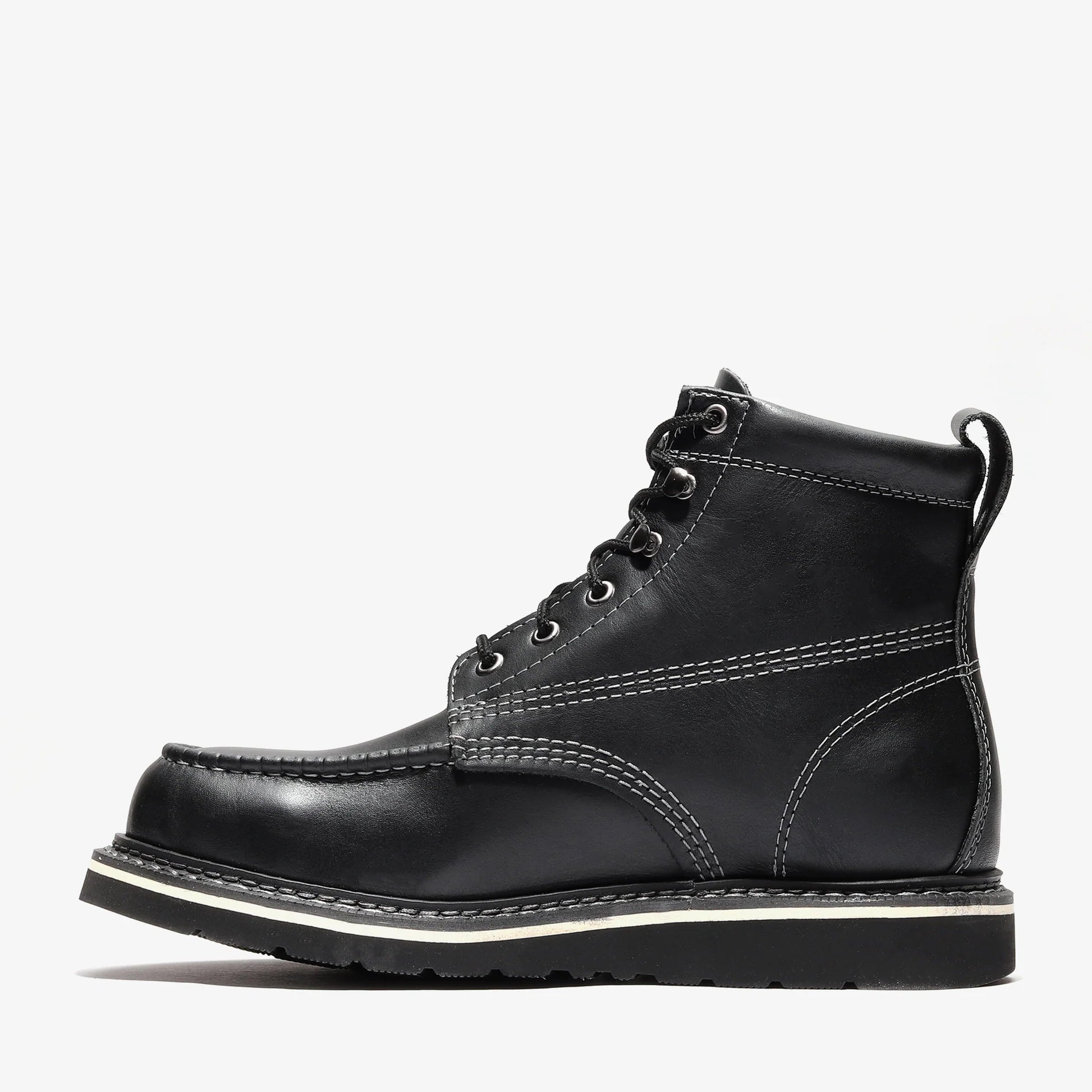 Bonanza Men´s Frontier Classic 6" Steel Moc Toe Work Boots - Jet Black - Left Side View