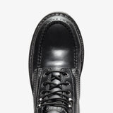 Jet Black Bonanza 6-inch moc toe work boots with durable leather and classic stitching

