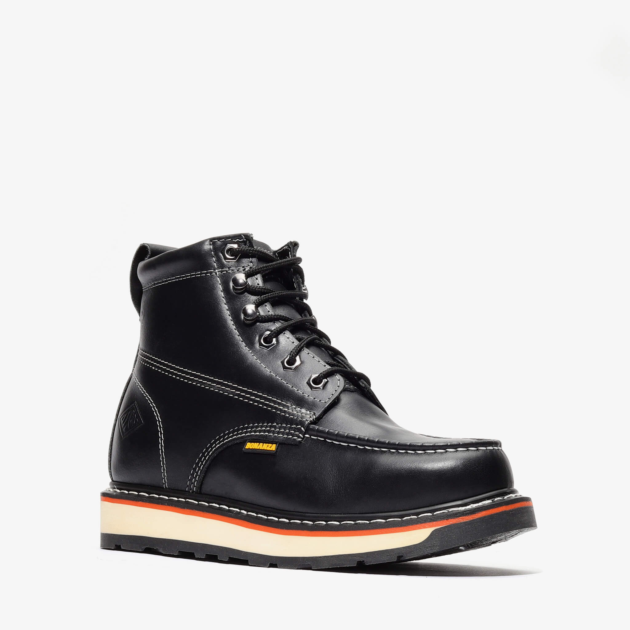 Bonanza Men´s Frontier Dual 6" Moc Toe Work Boots - Black - Side View