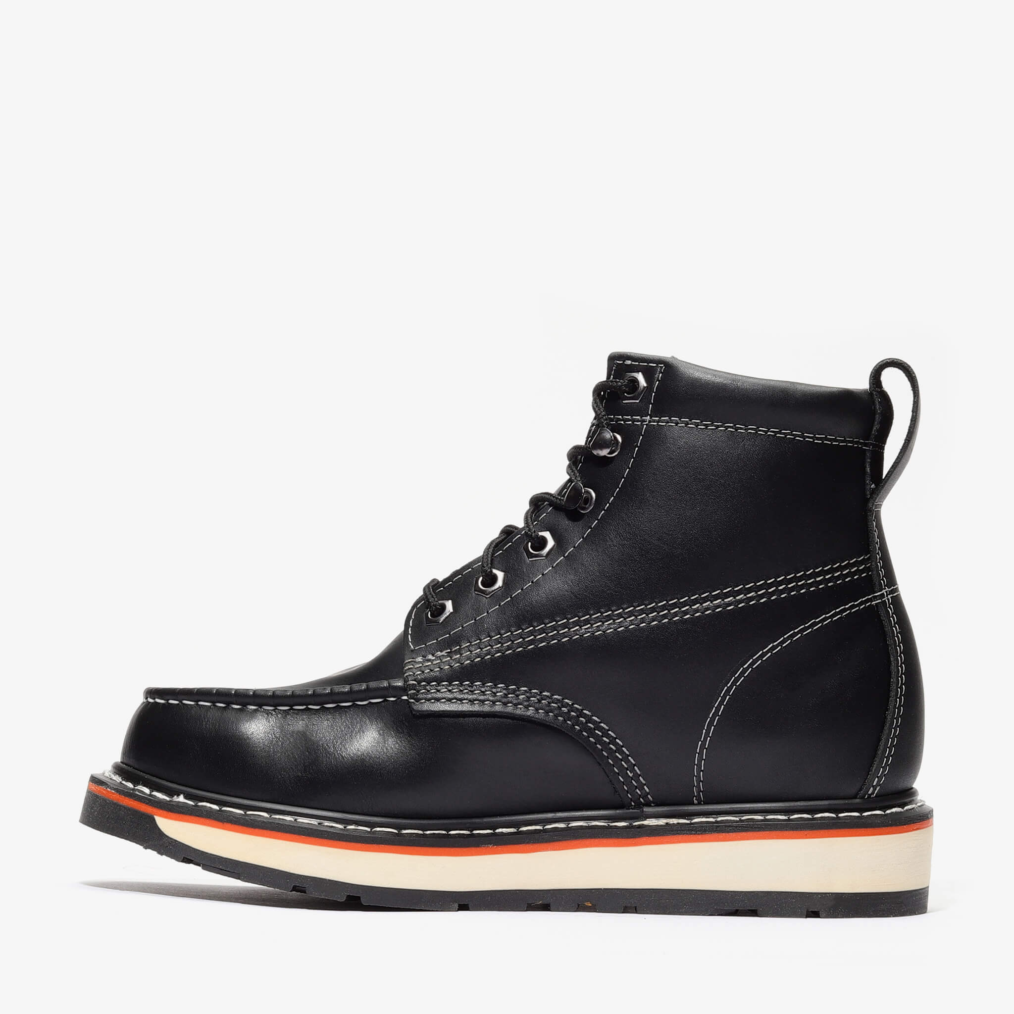 Bonanza Men´s Frontier Dual 6" Moc Toe Work Boots - Black - Left Side View