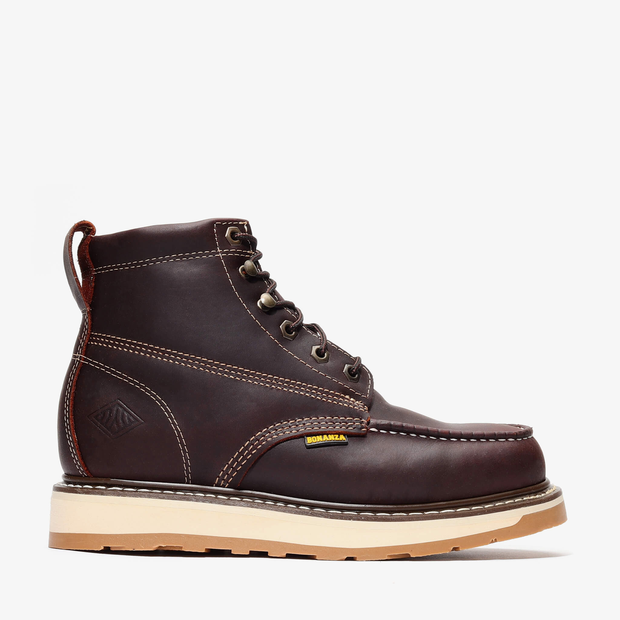 Bonanza Men´s Frontier Dual 6" Moc Toe Work Boots - Burgundy - Right Side View