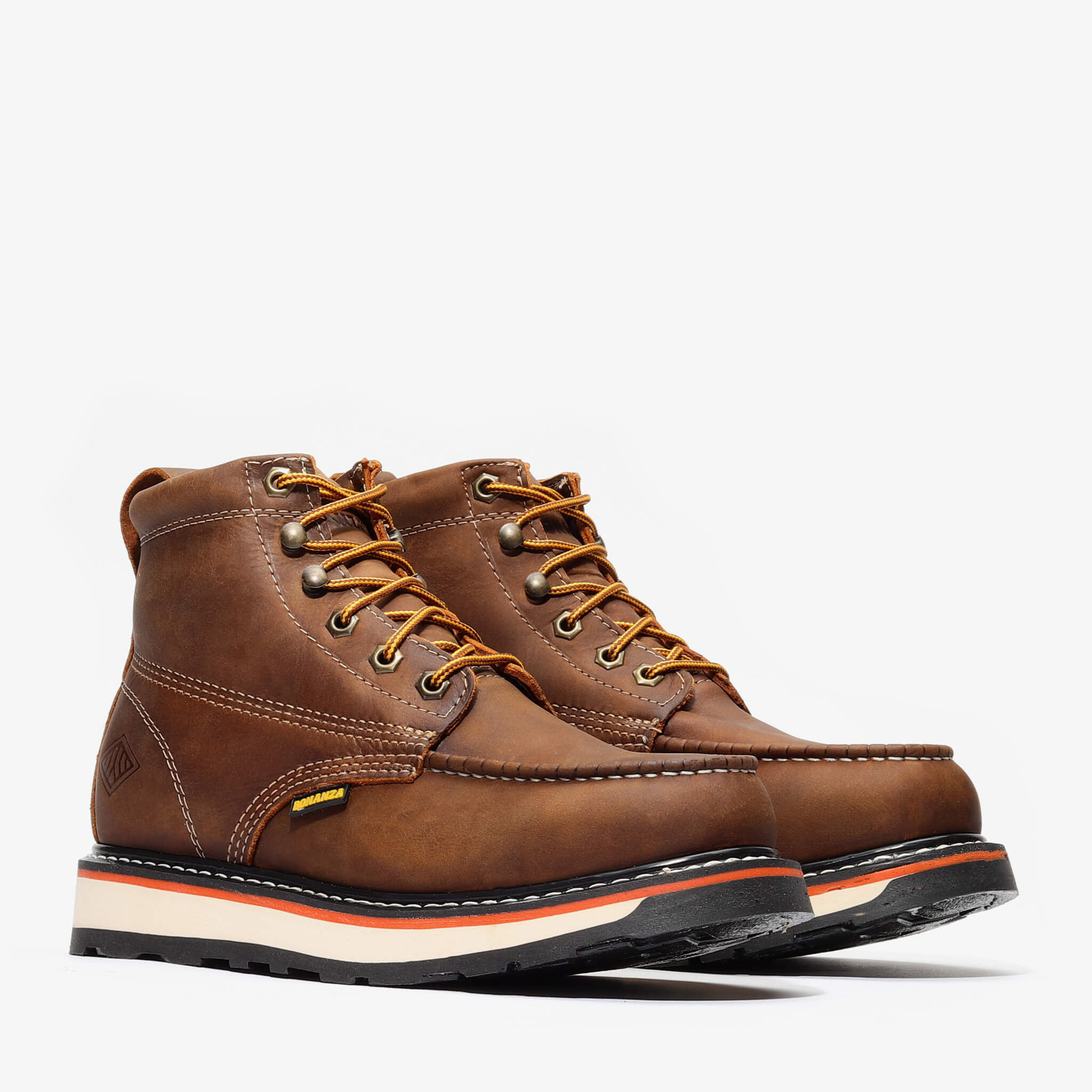 Bonanza Men´s Frontier Dual 6" Moc Toe Work Boots - Brown - Pair Side View