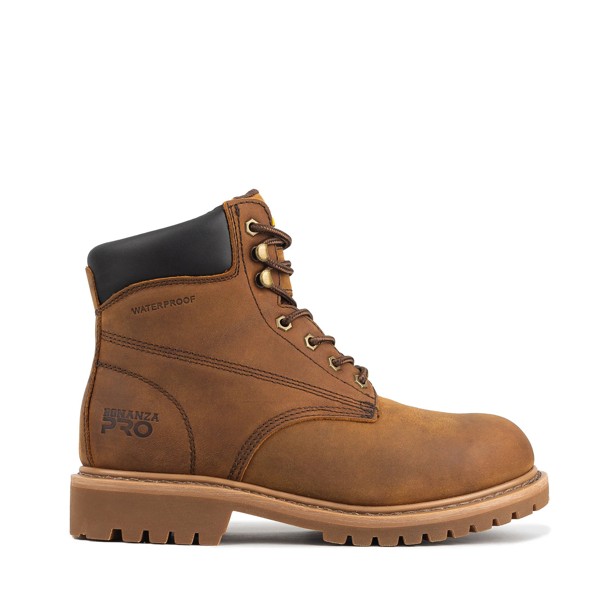Brown Bonanza Trailhead PRO waterproof 6-inch work boots with plain toe design other side
