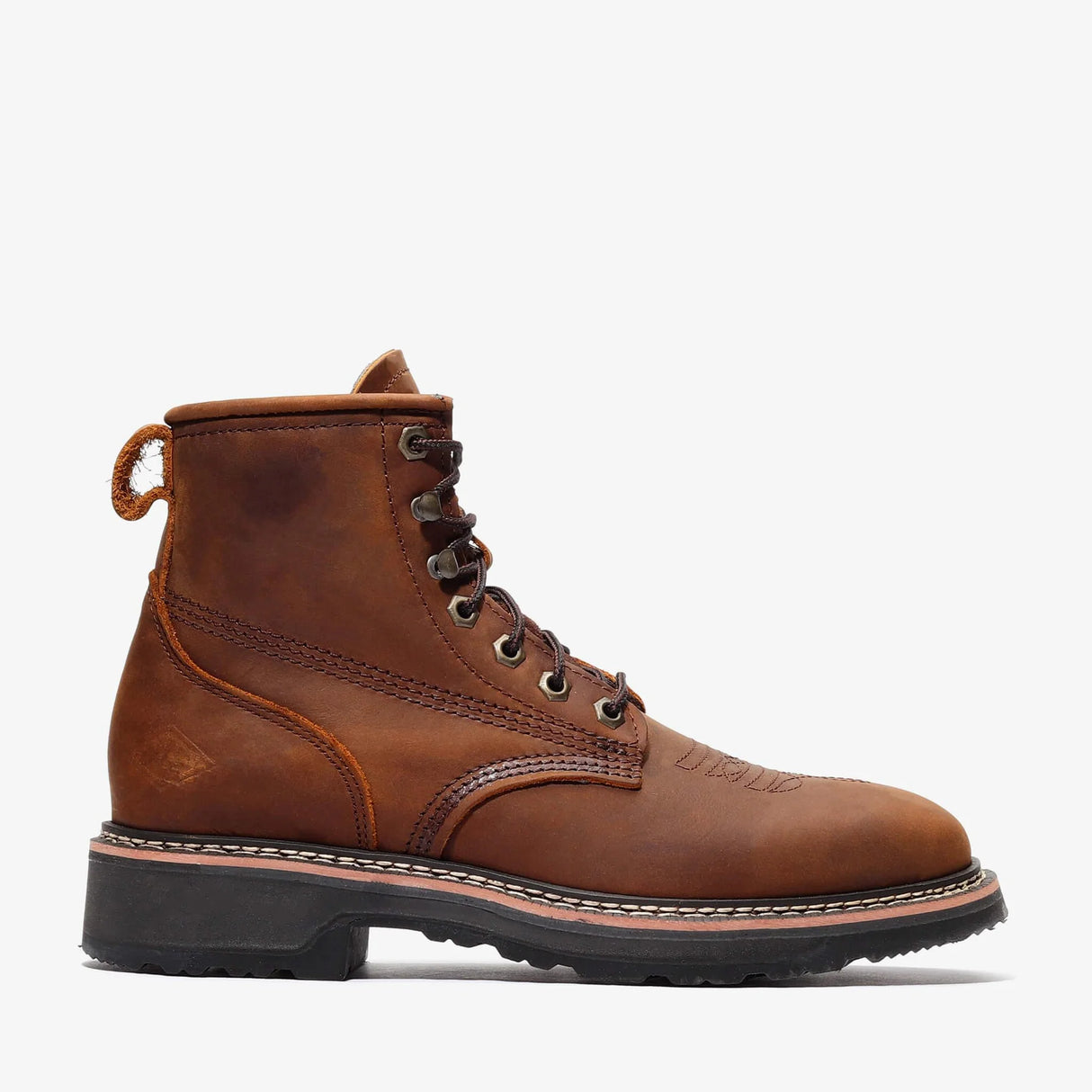Zapato Bonanza Rancher Grit de 6" con punta cuadrada - Marrón intenso