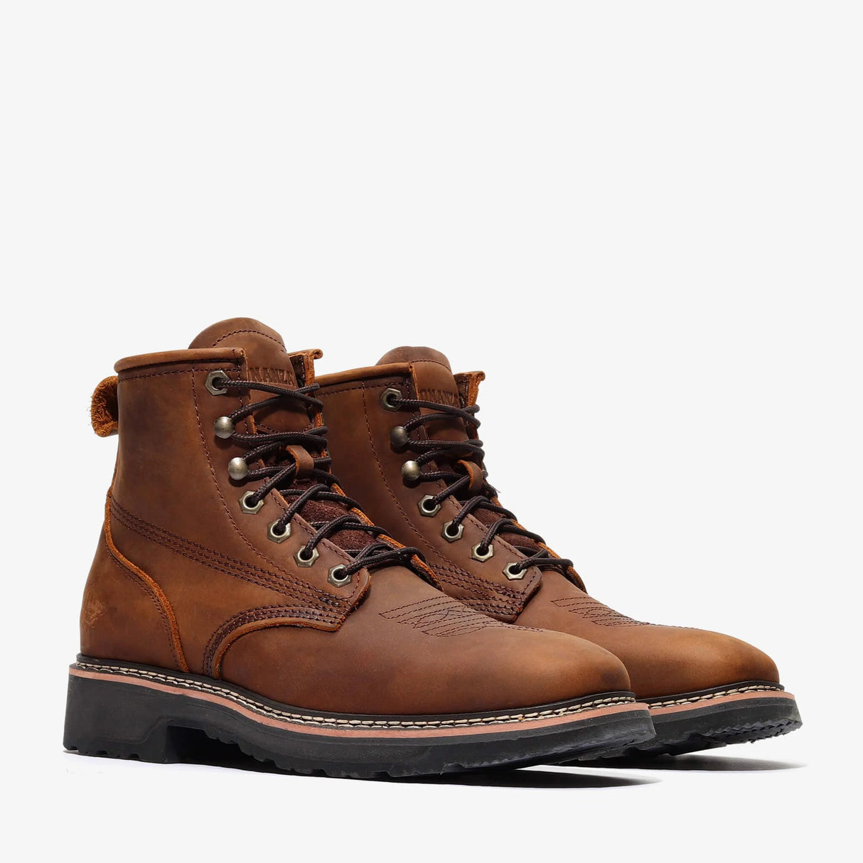 Zapato Bonanza Rancher Grit de 6" con punta cuadrada - Marrón intenso