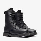 Black Bonanza 8-inch lace-up leather work boots with classic rancher design