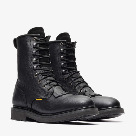 Black Bonanza 8-inch lace-up leather work boots with classic rancher design