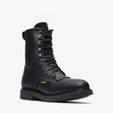 Black Bonanza 8-inch lace-up leather work boots with classic rancher design