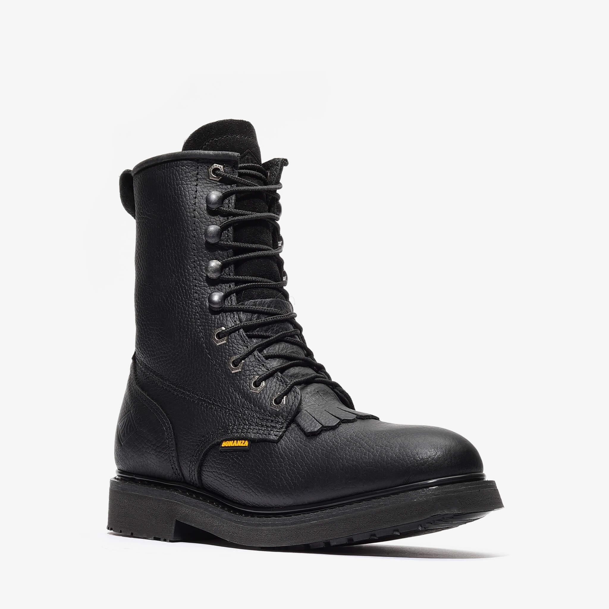 Bonanza Men´s Rancher Classic 8" Lacer Round Toe Work Boots - Black - Side View