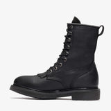 Black Bonanza 8-inch lace-up leather work boots with classic rancher design