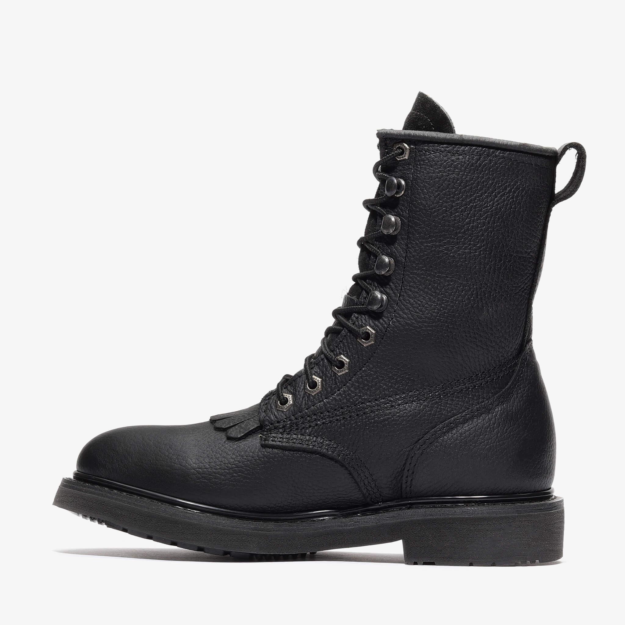 Bonanza Men´s Rancher Classic 8" Lacer Round Toe Work Boots - Black - Left Side View