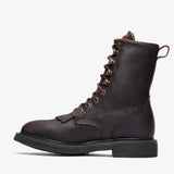 Dark Brown Bonanza 8-inch lace-up leather work boots with classic rancher design