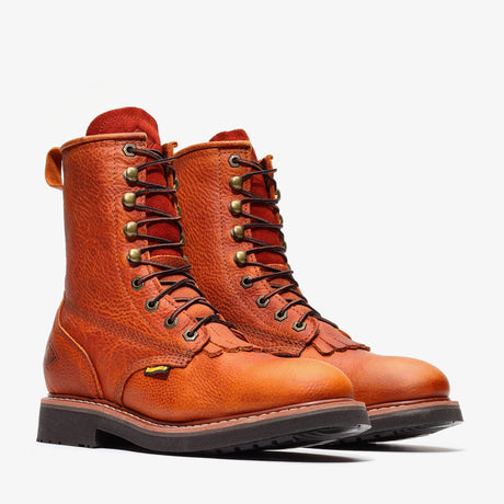 light brown Bonanza 8-inch lace-up leather work boots with classic rancher design