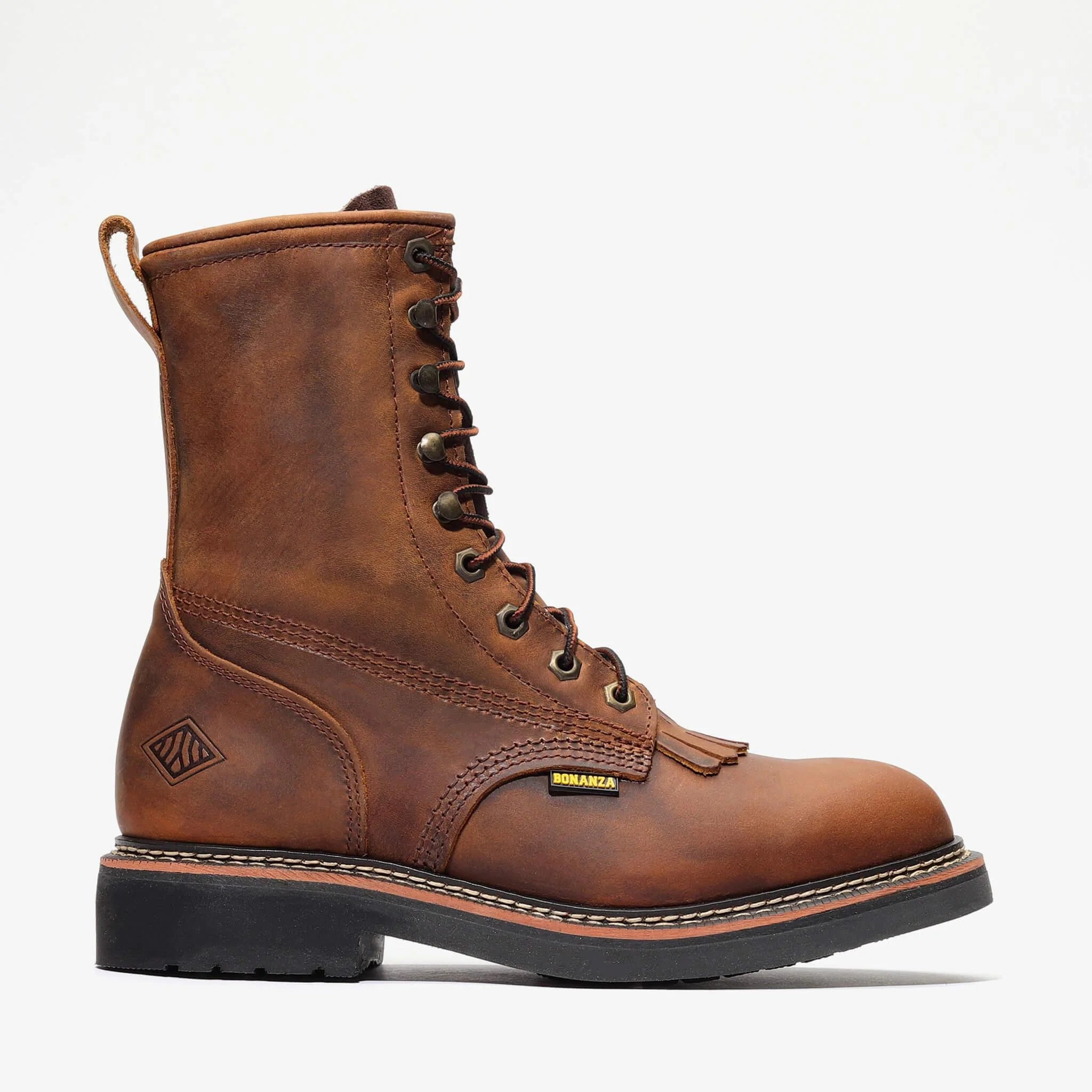 Bonanza Men´s Rancher Classic 8" Lacer Round Toe Work Boots - Crazy Brown - Right Side View