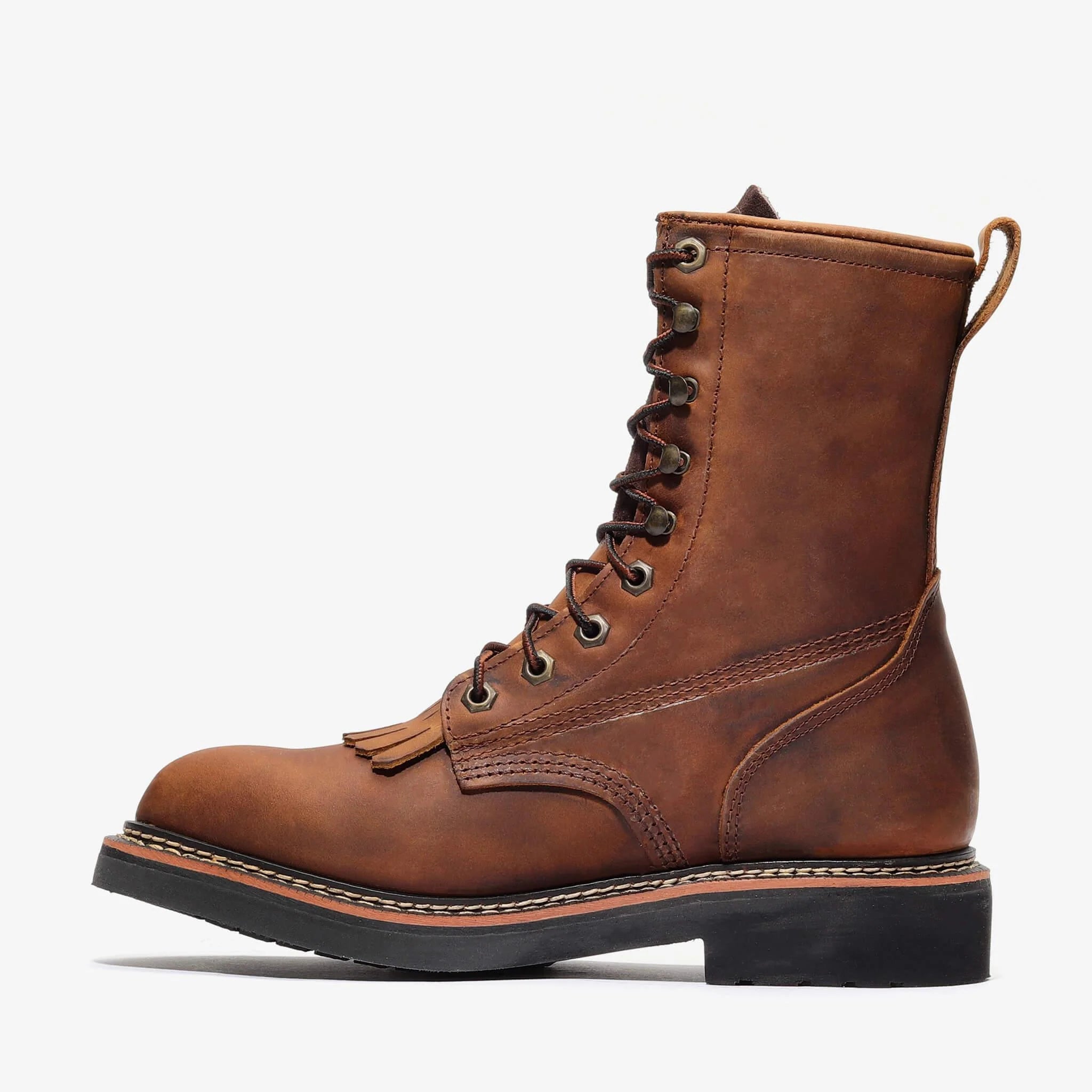 Crazy Brown Bonanza 8-inch lace-up leather work boots with classic rancher design