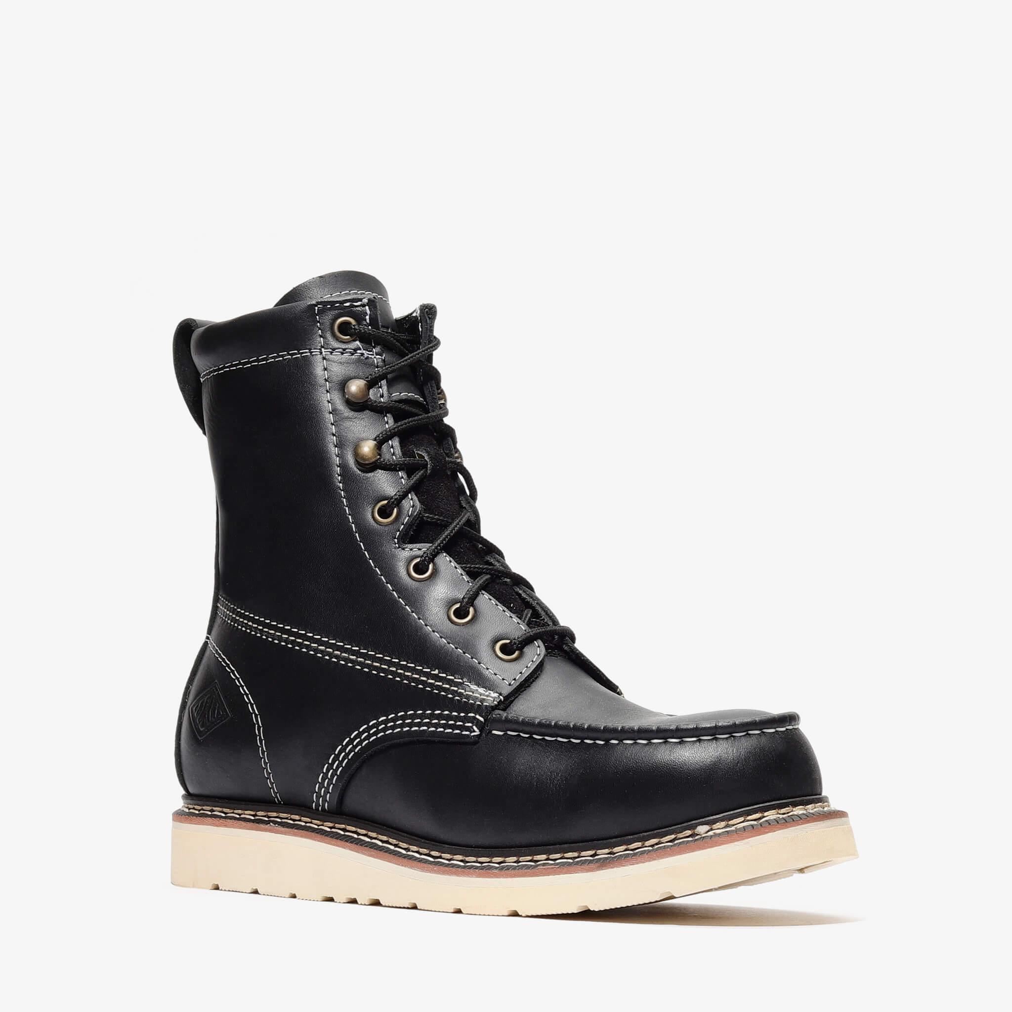 Bonanza Men´s Frontier Classic 8" Moc Toe Work Boots - Black - Side View