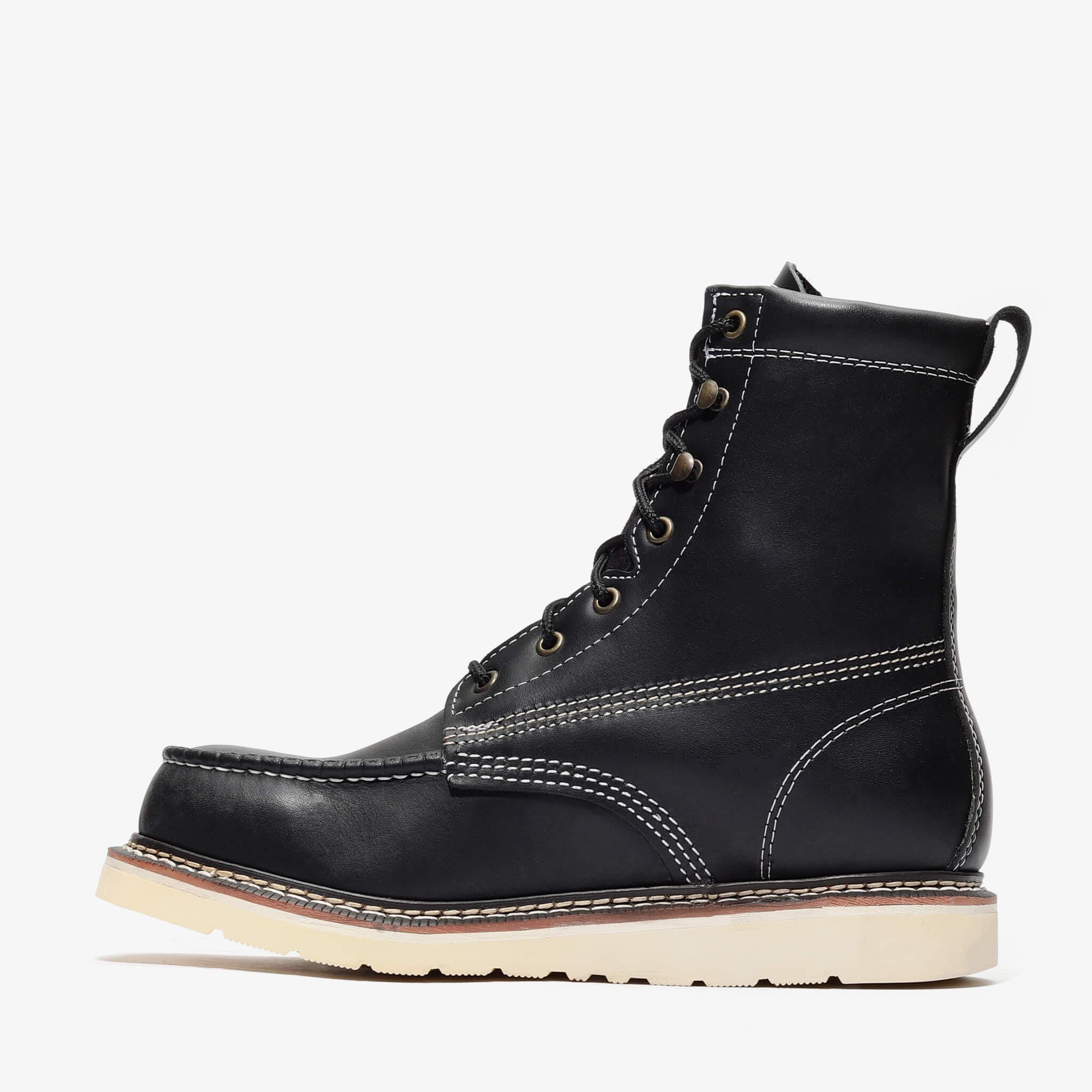 Bonanza Men´s Frontier Classic 8" Moc Toe Work Boots - Black - Left Side View