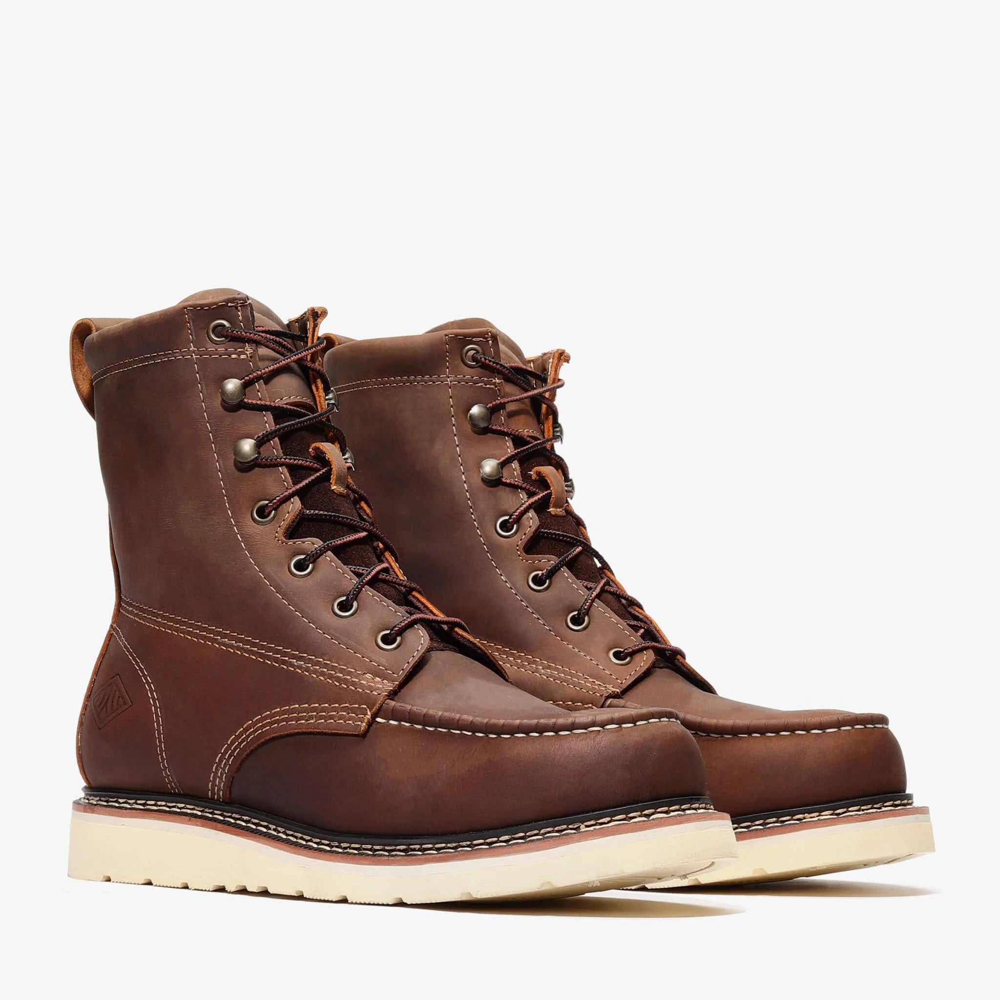 Bonanza Men´s Frontier Classic 8" Moc Toe Work Boots - Crazy Brown - Pair Side View
