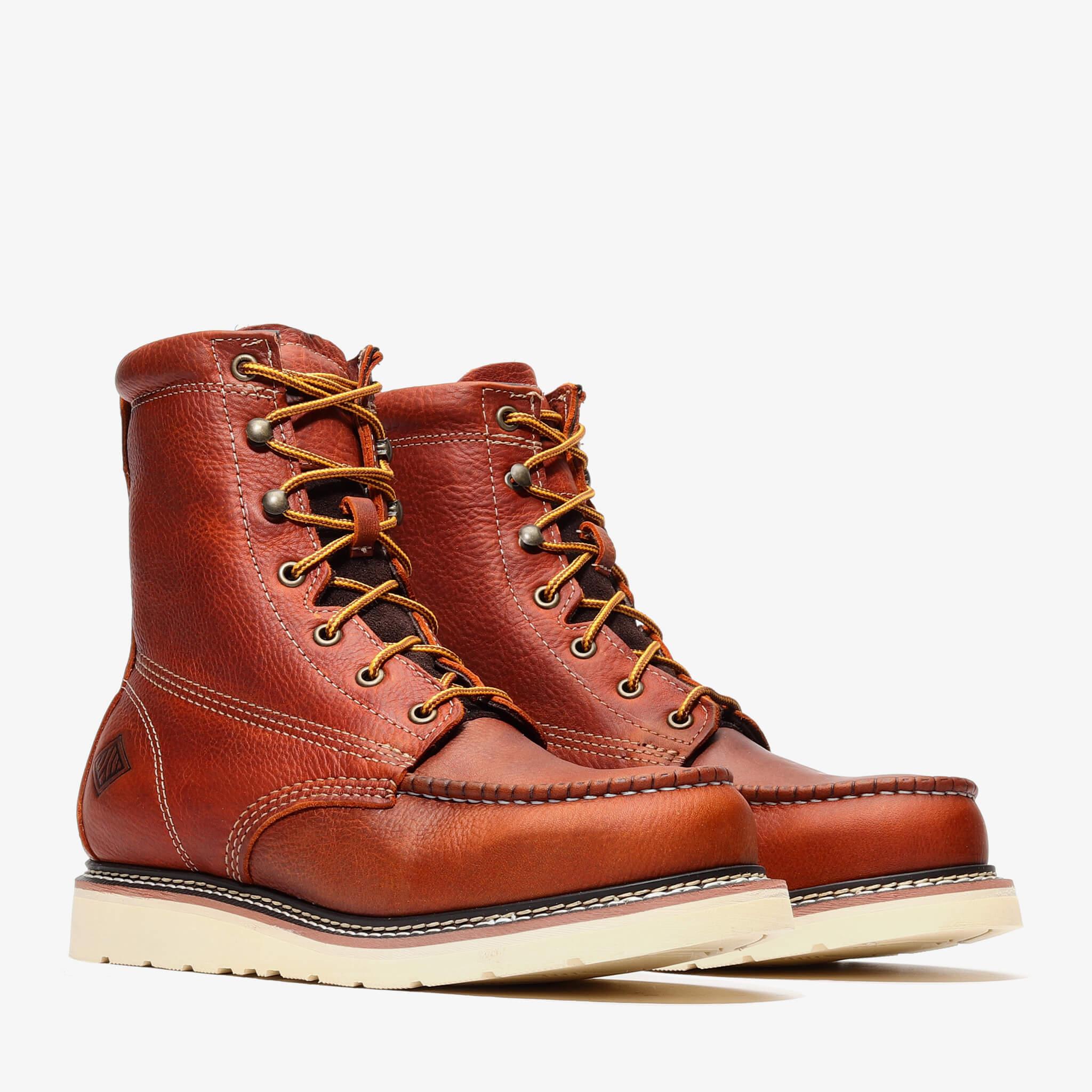 Bonanza Men´s Frontier Classic 8" Moc Toe Work Boots - Golden Brown - Pair Side View