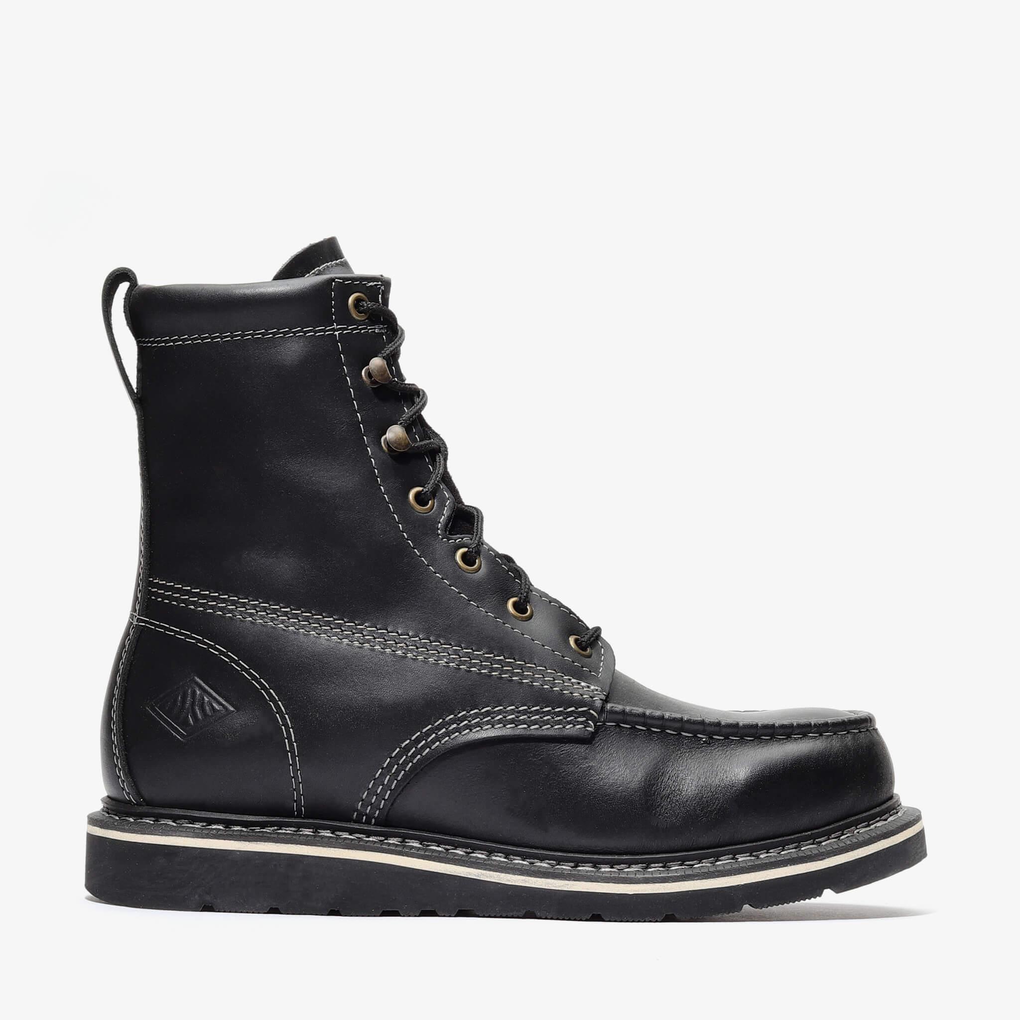 Bonanza Men´s Frontier Classic 8" Moc Toe Work Boots - Jet Black - Right Side View