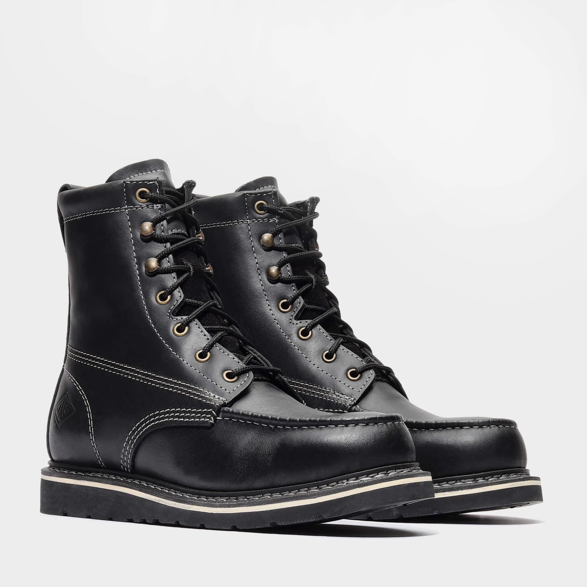 Bonanza 8-inch black moc toe work boots – rugged, reliable, and built for the toughest jobs