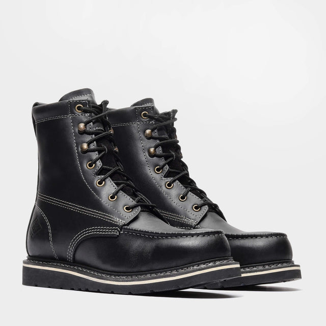 Bonanza 8-inch black moc toe work boots – rugged, reliable, and built for the toughest jobs