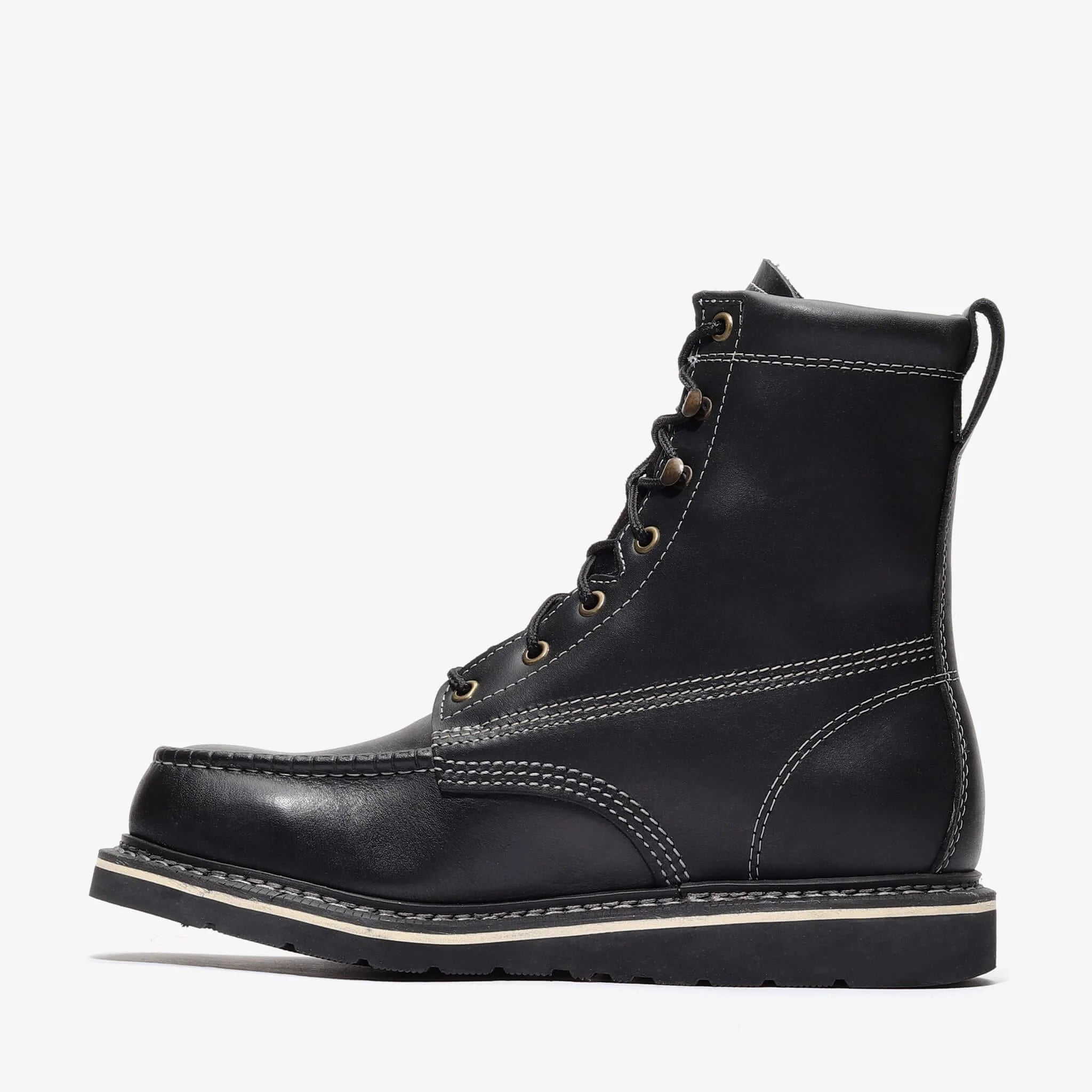 Bonanza 8-inch black moc toe work boots – rugged, reliable, and built for the toughest jobs
