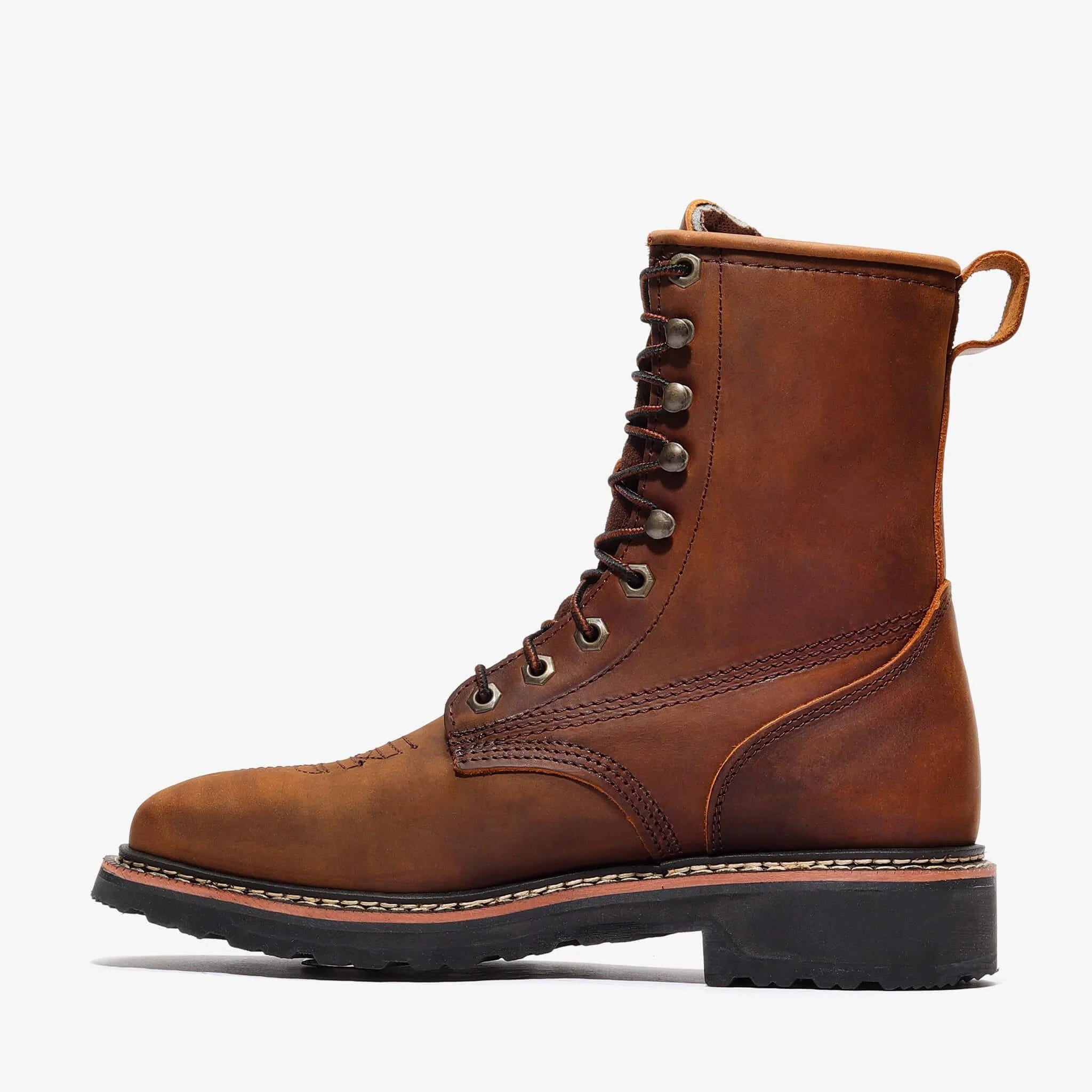 Bonanza Rancher Grit 8" Square Toe Lacer - Crazy Brown - Left Side View