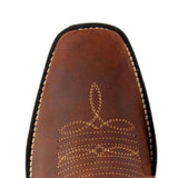 Establo Genuine Leather Pull-On Square Toe Work Boots - Soft Toe (Brown)