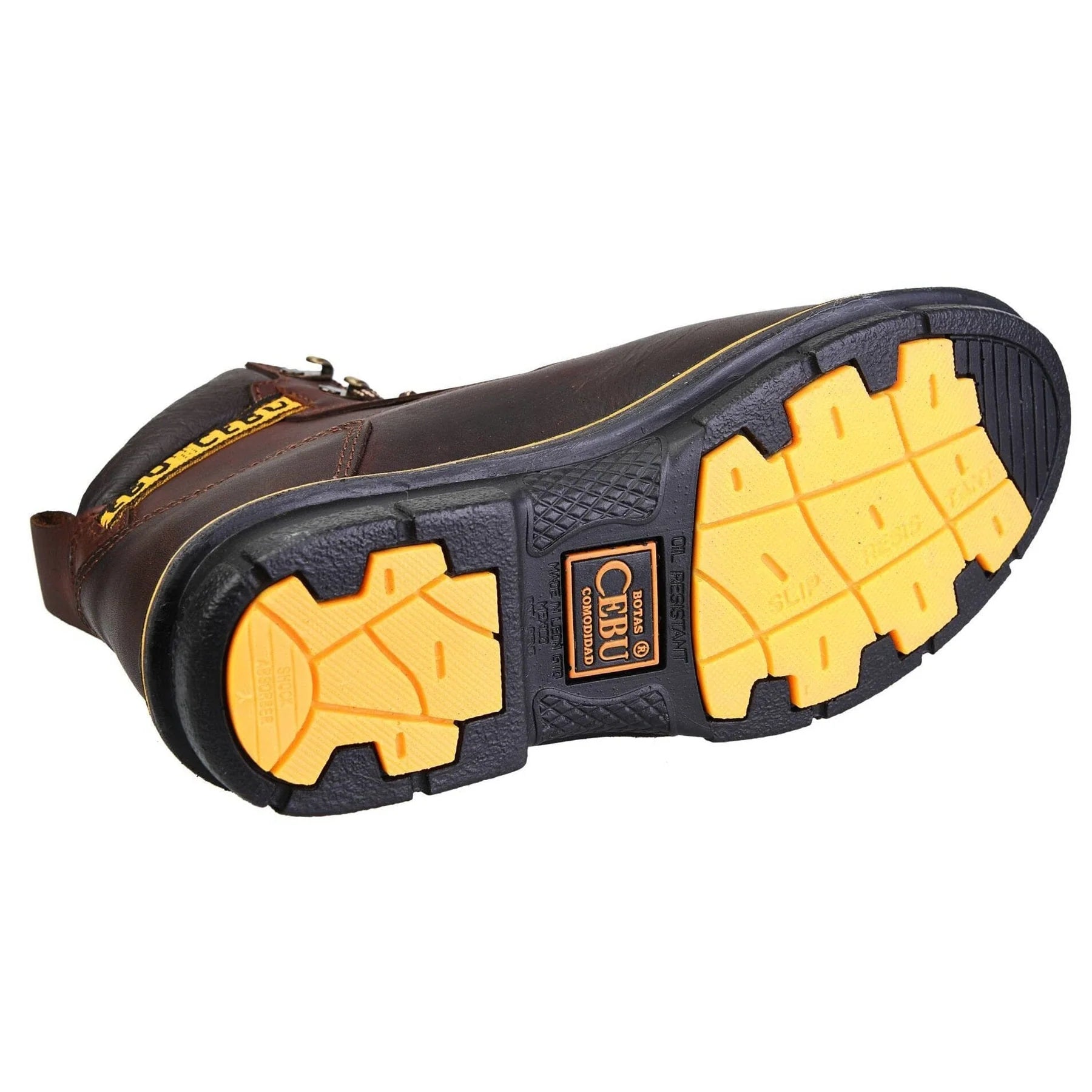 Cebu Men´s Walker BMX Lacer 8" Mid Duty Soft Round Toe Work Boots - Chocolate - Sole View
