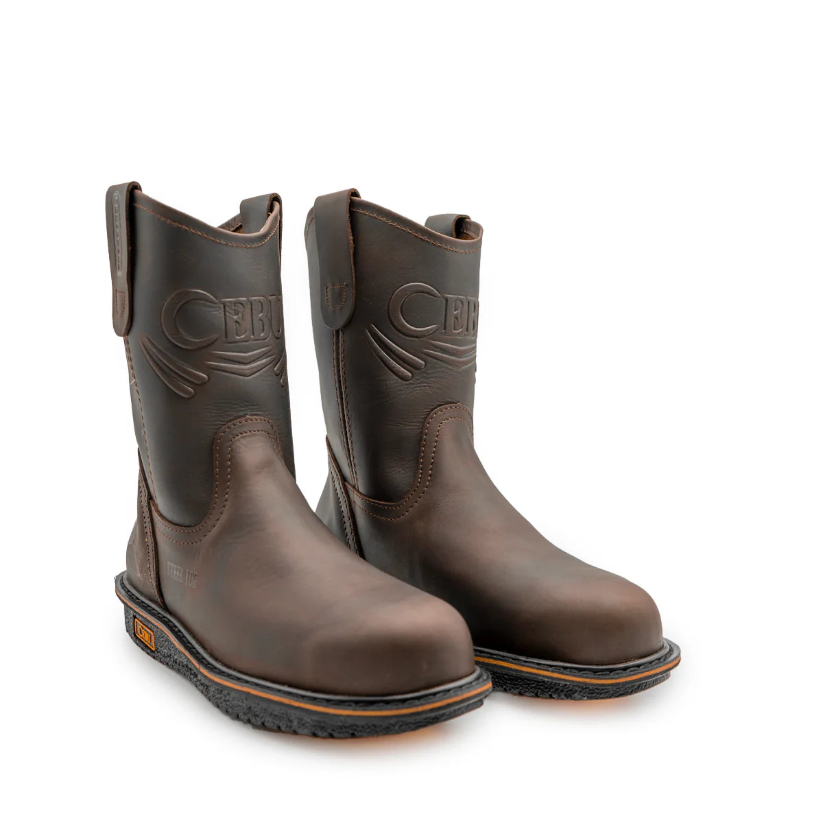 Cebu Comfort Lightweight Wellington Pull On 10" Work Boots - Steel Toe