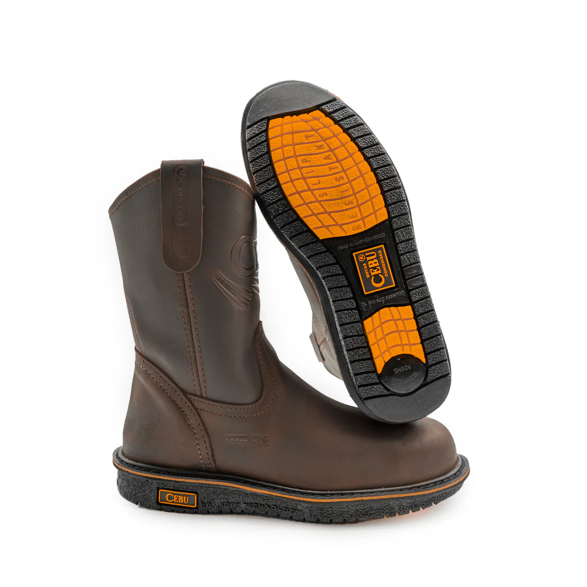Cebu Comfort Lightweight Wellington Pull On 10" Work Boots - Steel Toe