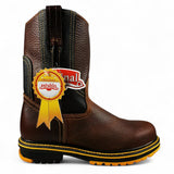 Establo Genuine Leather Track Sole Pull-On Work Boots - Soft Toe