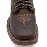 Cebu Hawk Lace-Up Square Toe Ankle Work Boots - Soft Toe (Brown)