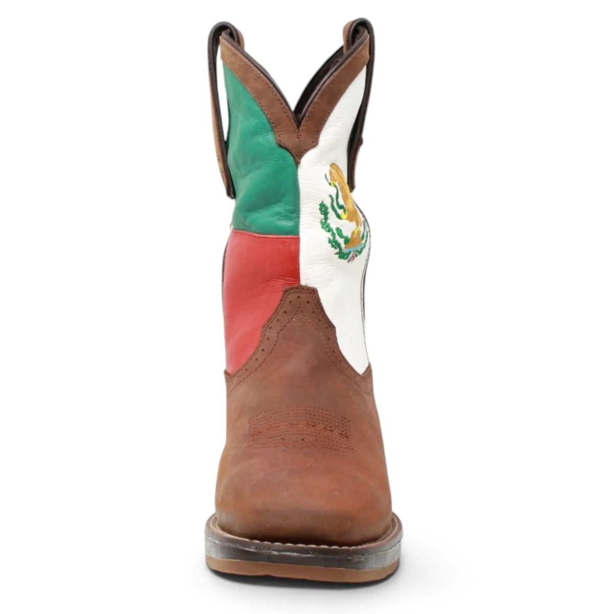 American West Men´s Genuine Leather Mexican Flag Work Boot - Brown - Front View