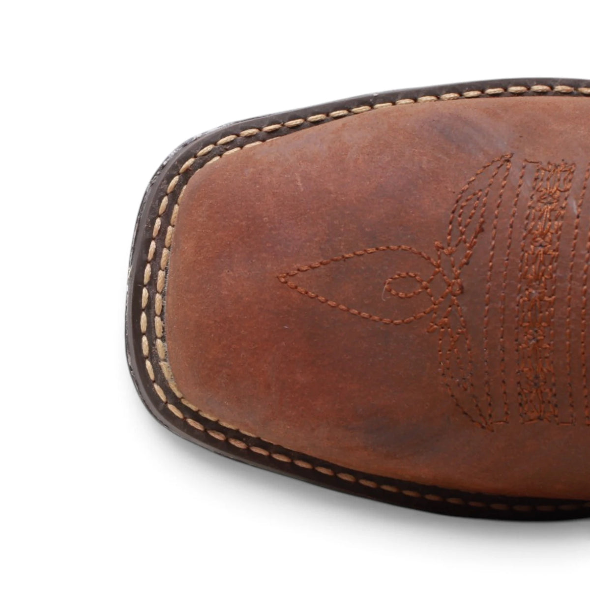 American West Men´s Genuine Leather Mexican Flag Work Boot - Brown - Toe View