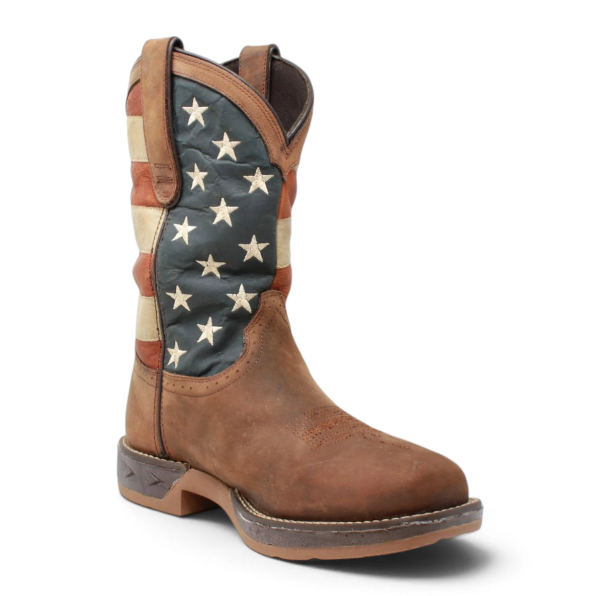 American West Men´s Genuine Leather US Flag Work Boot  - Brown - Side View