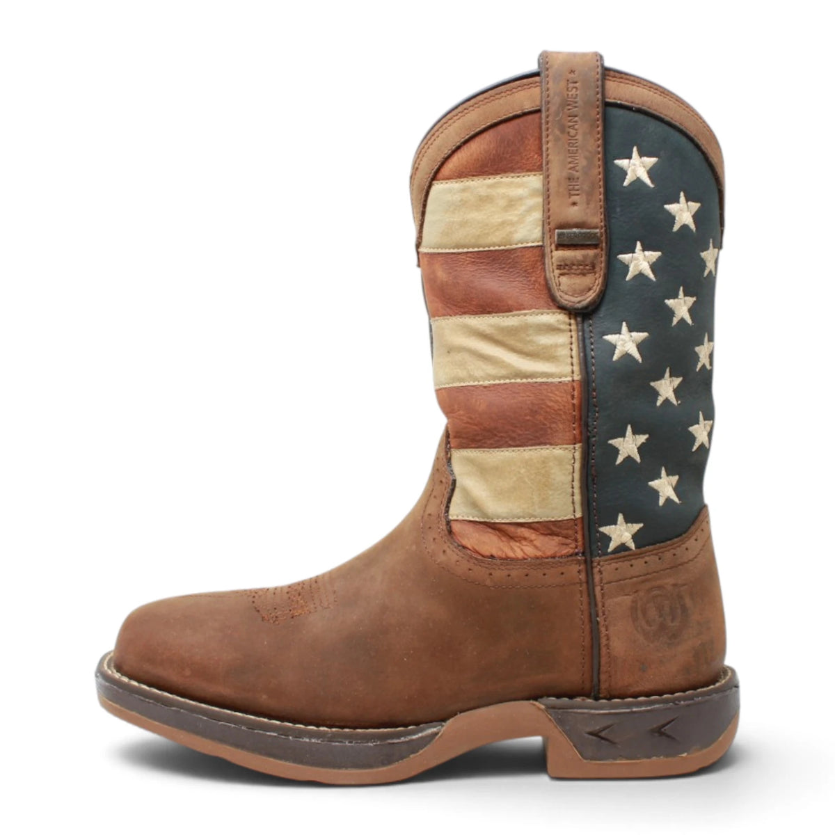 American West Men´s Genuine Leather US Flag Work Boot - Brown - Left Side View