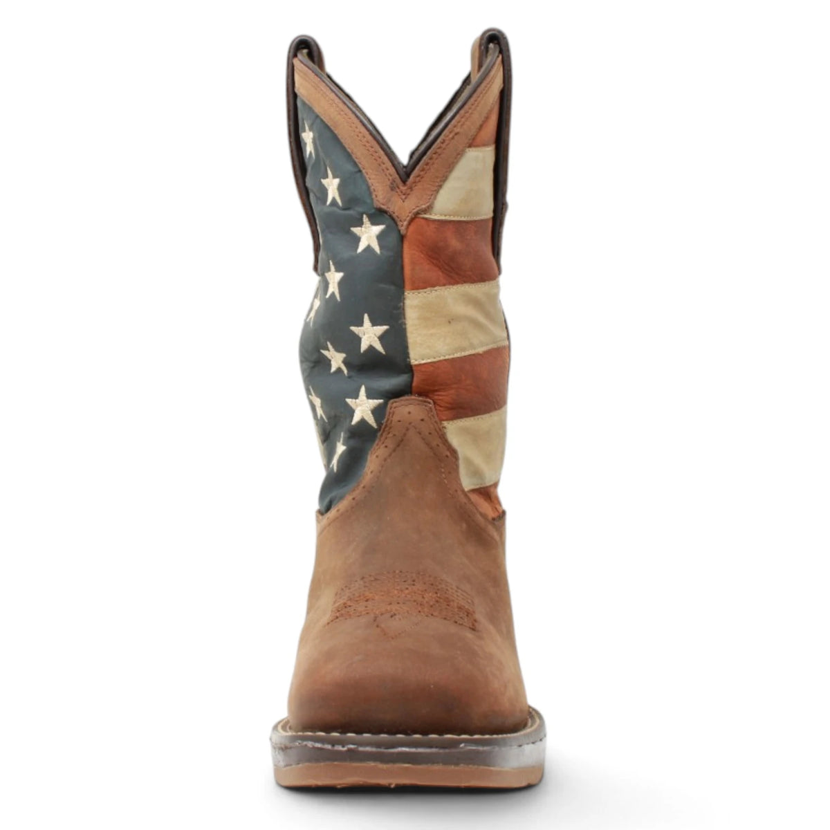 American West Men´s Genuine Leather US Flag Work Boot - Brown - Front View